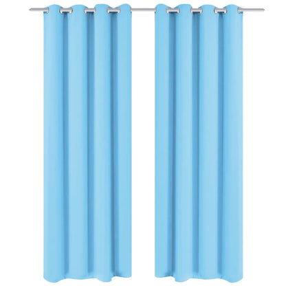 2 Pz Tende Oscuranti Occhielli in Metallo 135x175 cm Turchese