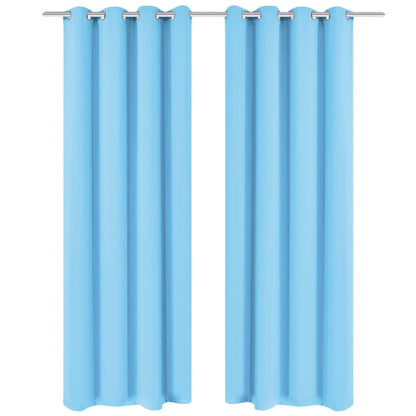 2 Pz Tende Oscuranti Occhielli in Metallo 135x245 cm Turchese