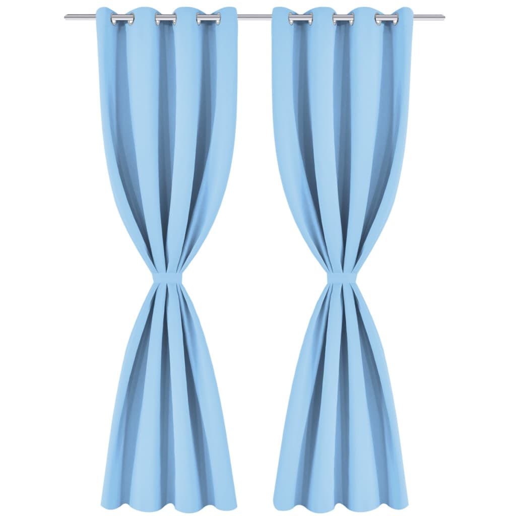 2 Pz Tende Oscuranti Occhielli in Metallo 135x245 cm Turchese