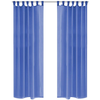 Tende in Voile 2 pz 140x175 cm Blu Reale