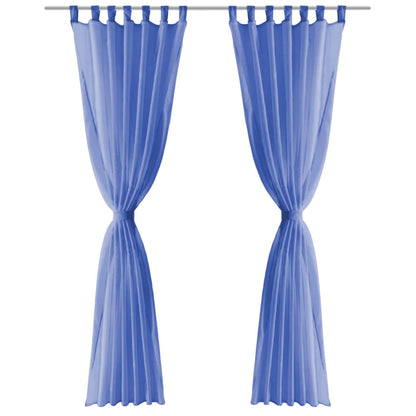 Tende in Voile 2 pz 140x175 cm Blu Reale