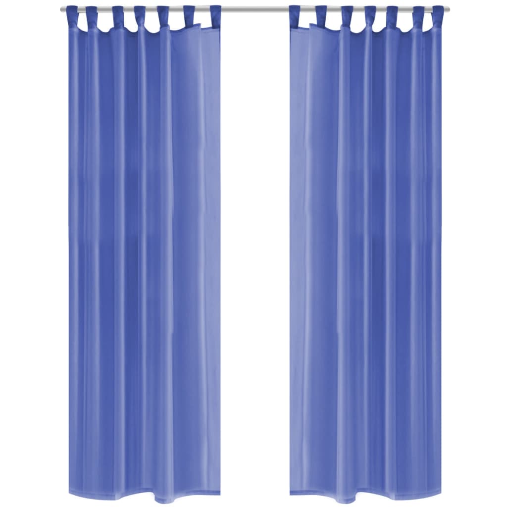 Tende in Voile 2 pz 140x225 cm Blu Reale