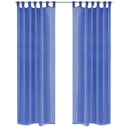 Tende in Voile 2 pz 140x225 cm Blu Reale