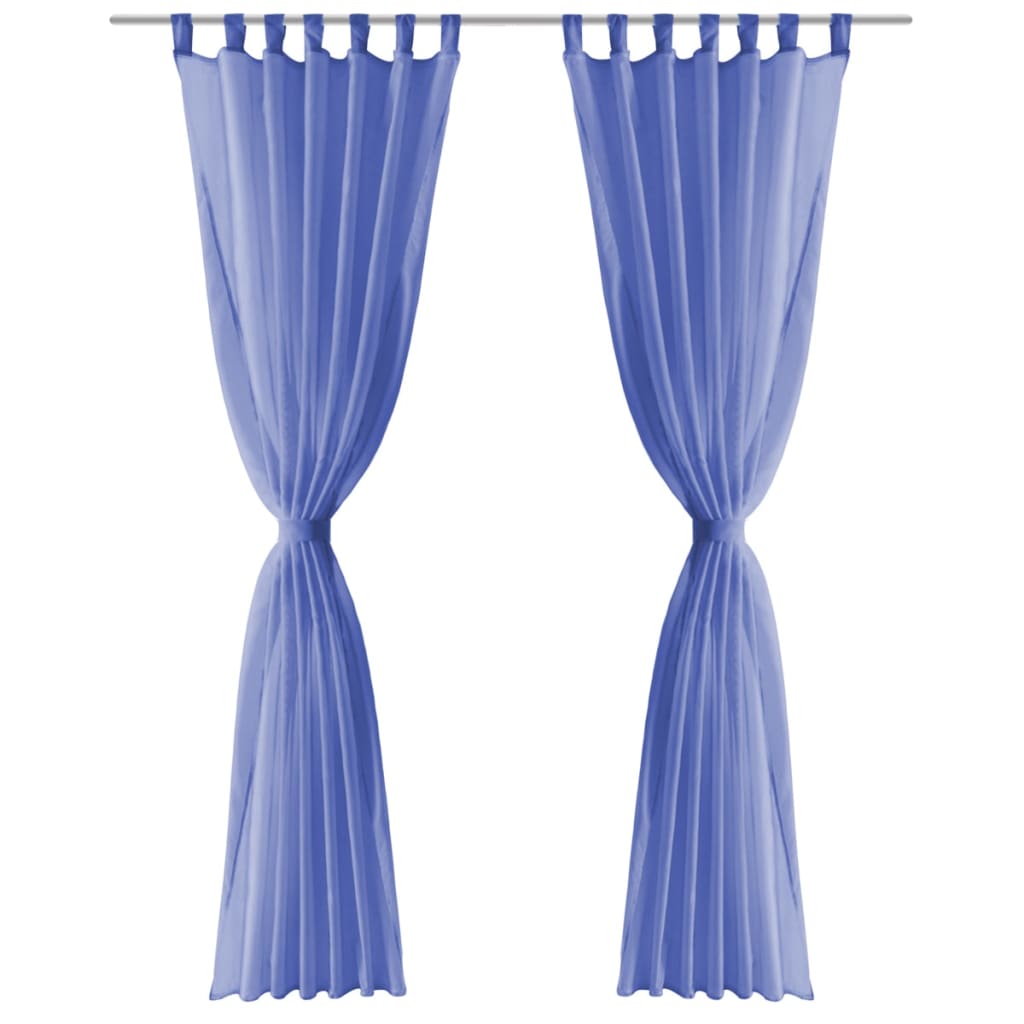 Tende in Voile 2 pz 140x225 cm Blu Reale