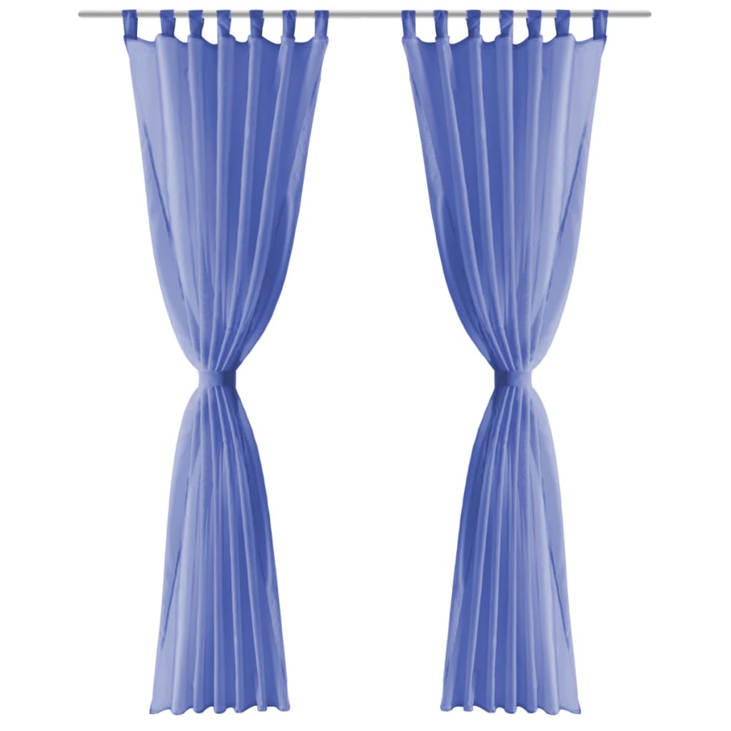 2 Pz Tende in Voile 140x245 cm Blu Reale