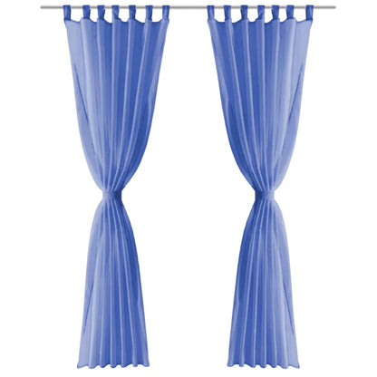 2 Pz Tende in Voile 140x245 cm Blu Reale