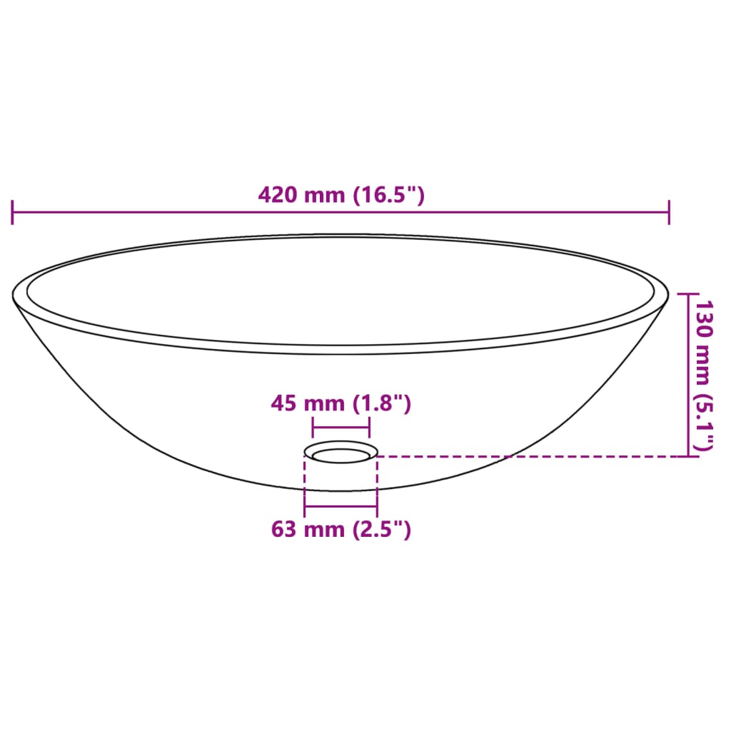 Lavandino in Vetro Temperato 42cm Smerigliato