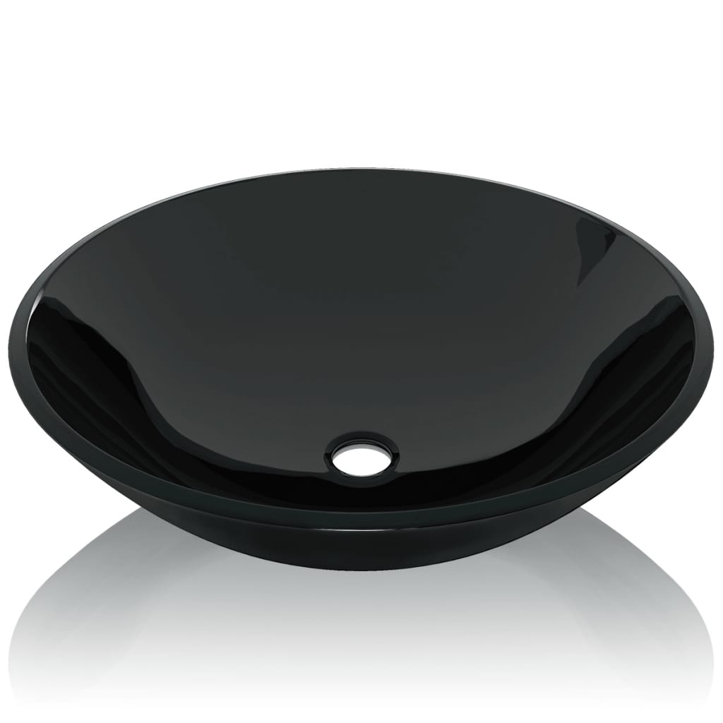 Lavandino in Vetro Temperato 42 cm Nero