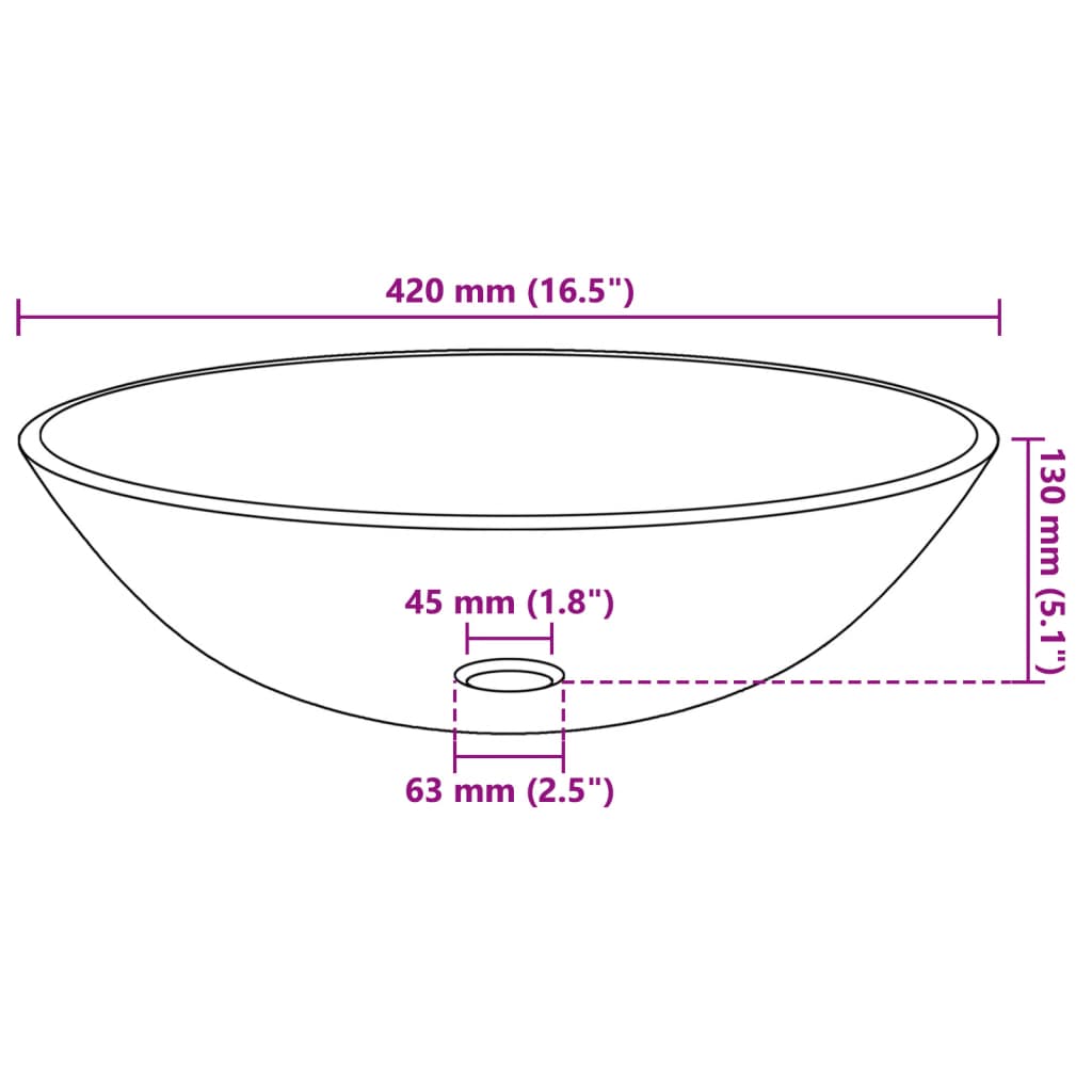 Lavandino in Vetro Temperato 42 cm Dorato