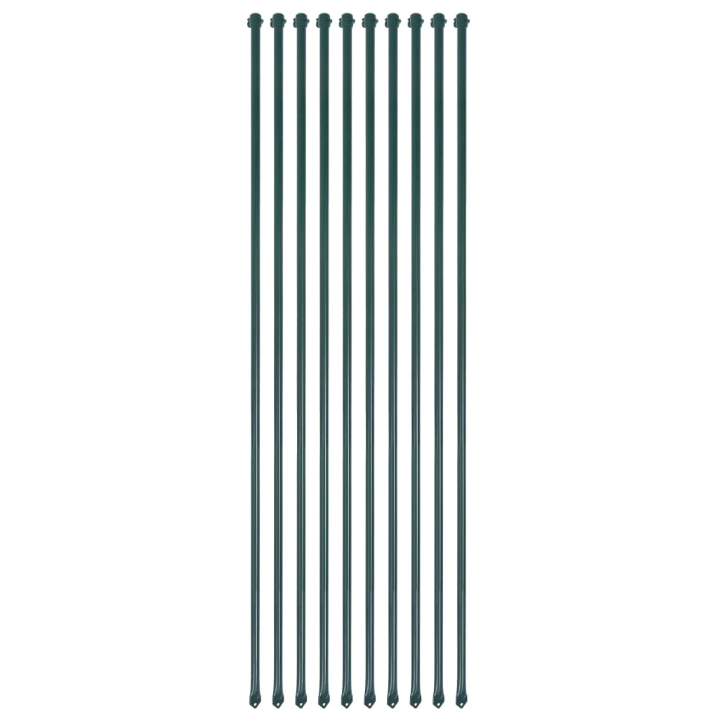 Pali da Giardino 10 pz in Metallo 1,5 m Verde