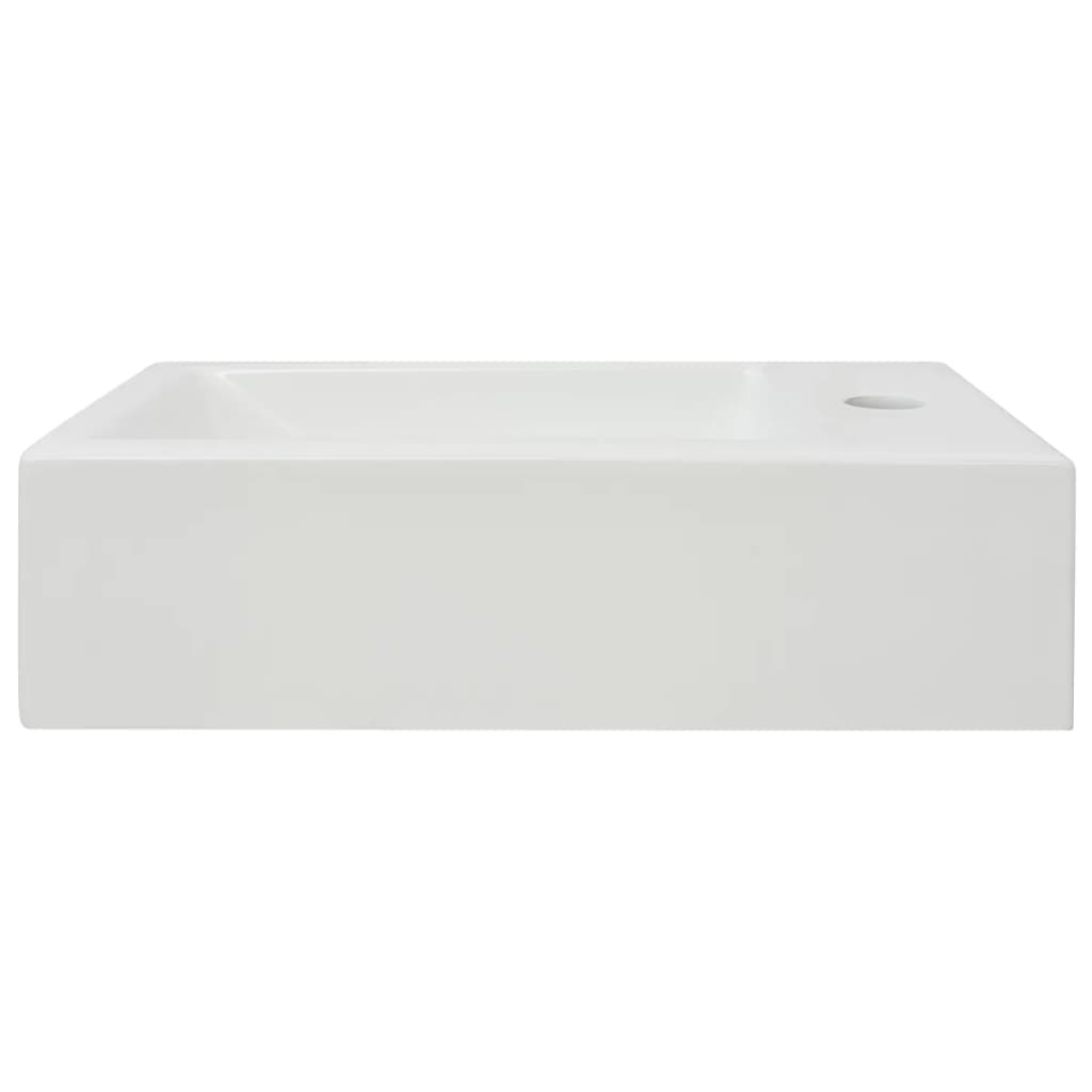 Lavandino con Foro Rubinetto Rettangolare Ceramica 46x25,5x12cm