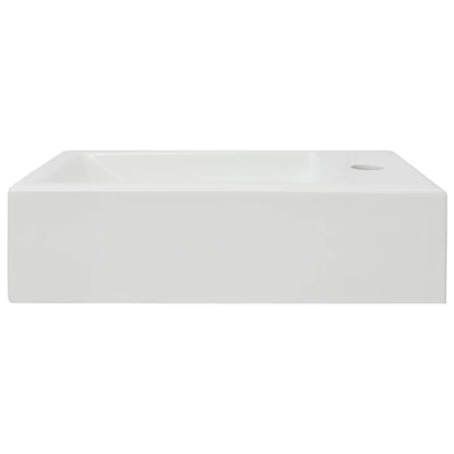 Lavandino con Foro Rubinetto Rettangolare Ceramica 46x25,5x12cm