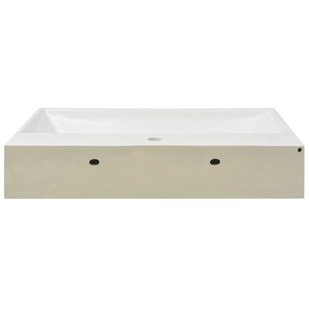 Lavandino con Foro Rubinetto in Ceramica Bianca 76x42,5x14,5 cm