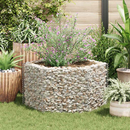 Gabbione Letto Rialzato da Giardino Esagonale 100x90x50 cm