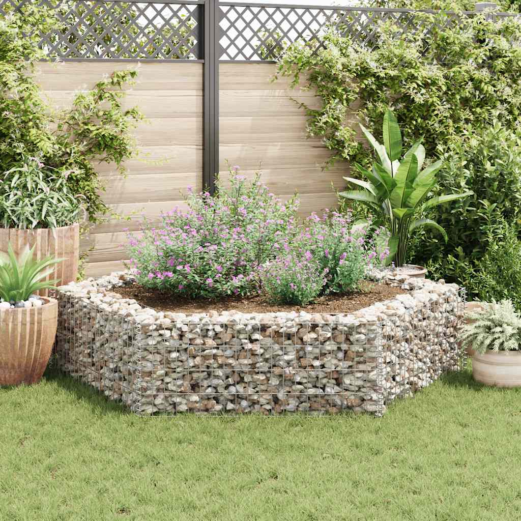 Gabbione Letto Rialzato da Giardino Esagonale 200x173x40 cm