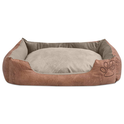 Cuccia per Cani con Cuscino Imbottito Pelle Sintetica XXL Beige