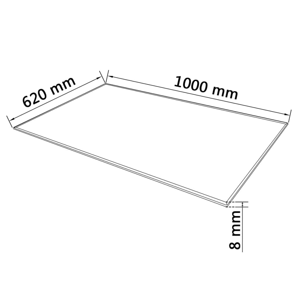 Piano Tavolo Vetro Temperato Rettangolare 1000x620 mm