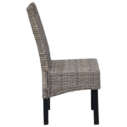 Sedie Sala da Pranzo 2 pz in Rattan Kubu e Legno di Mango