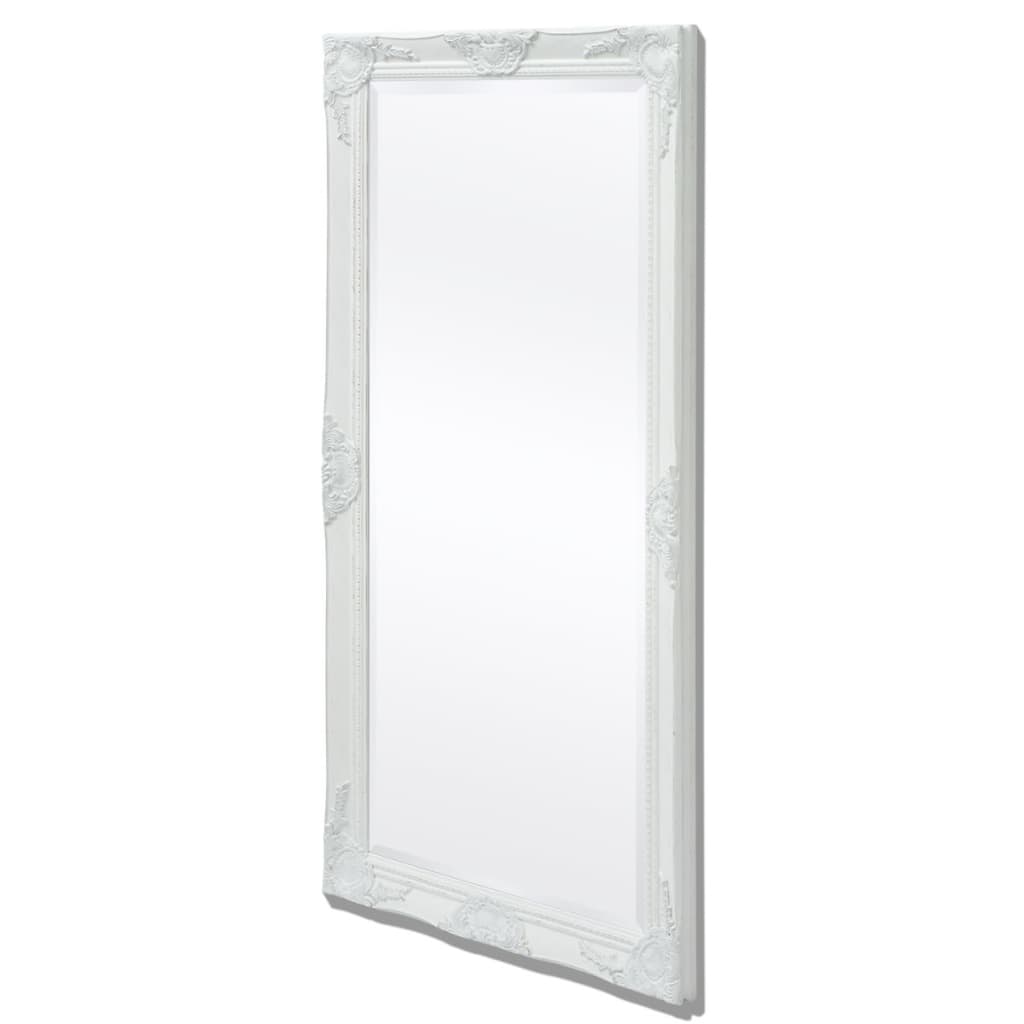 Specchio da Parete Stile Barocco 120x60 cm Bianco