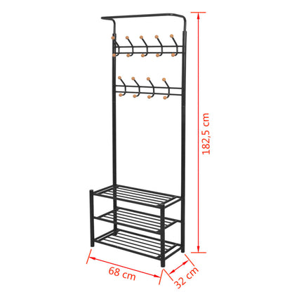 Appendiabiti con Deposito per Scarpe 68x32x182,5 cm Nero