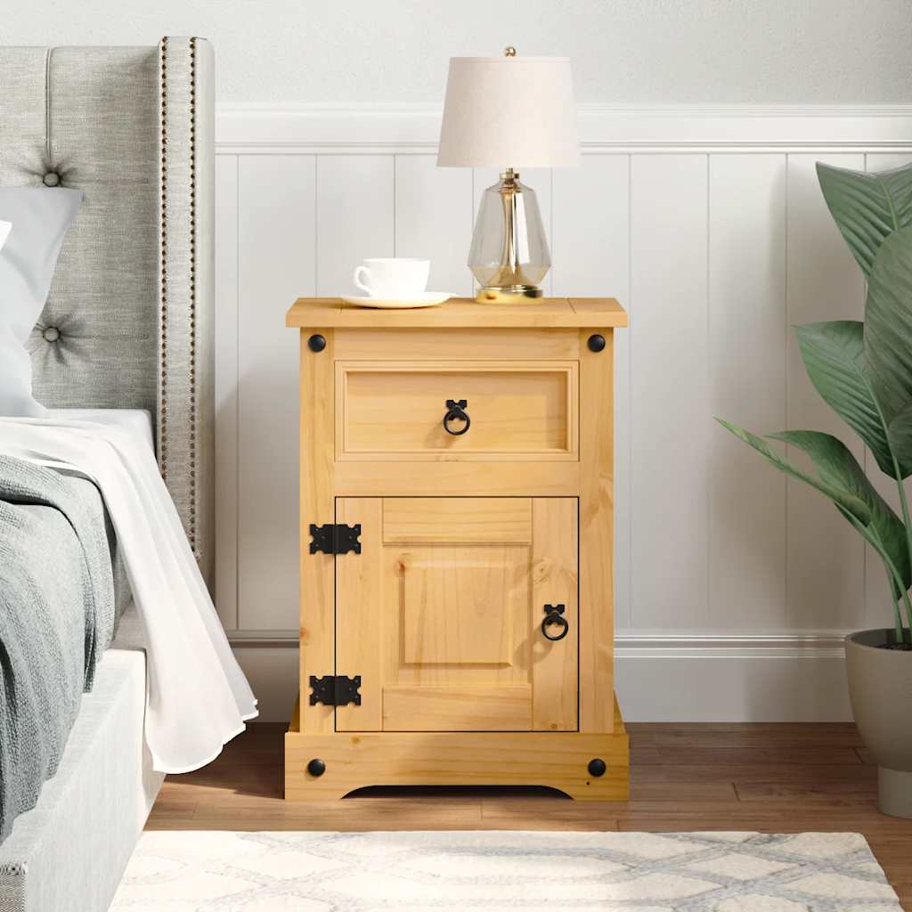 Comodino in Legno di Pino Messicano Corona Range 53x39x66 cm