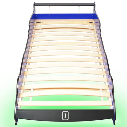 Letto con Luci LED per Bambino Auto da Corsa 90x200 cm Blu