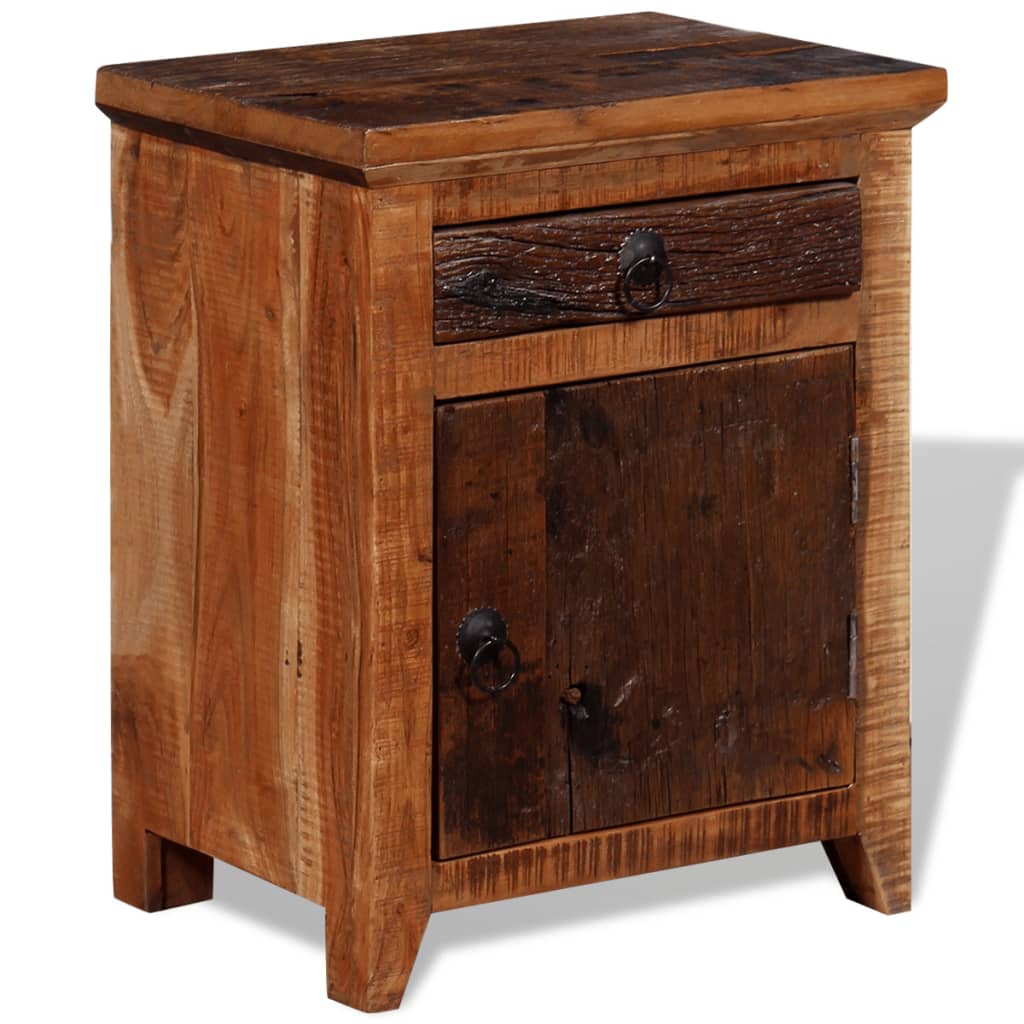 Comodino in Legno Massello di Acacia e di Recupero