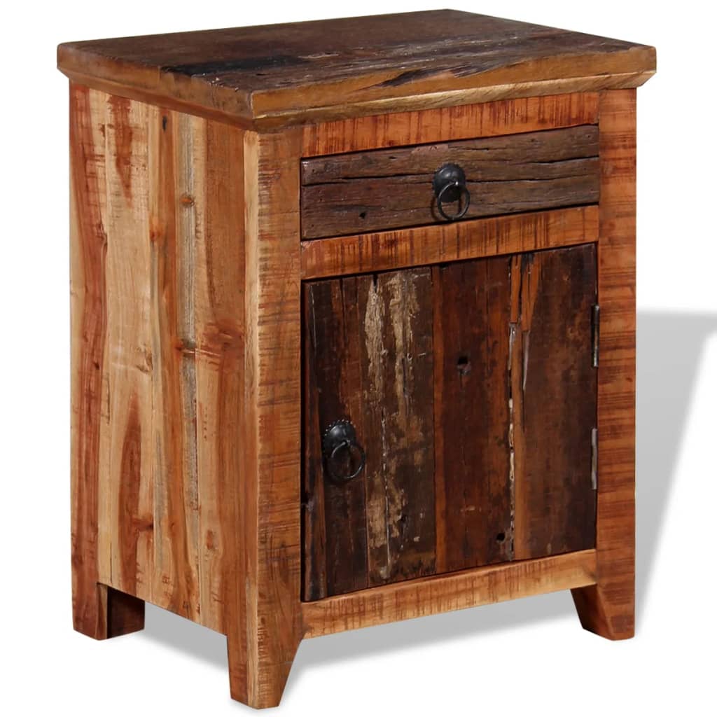 Comodino in Legno Massello di Acacia e di Recupero