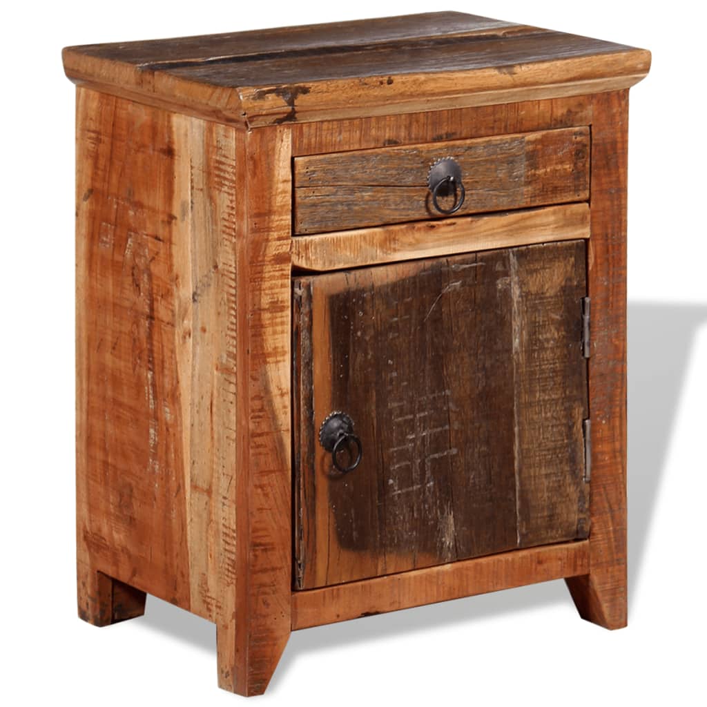 Comodino in Legno Massello di Acacia e di Recupero