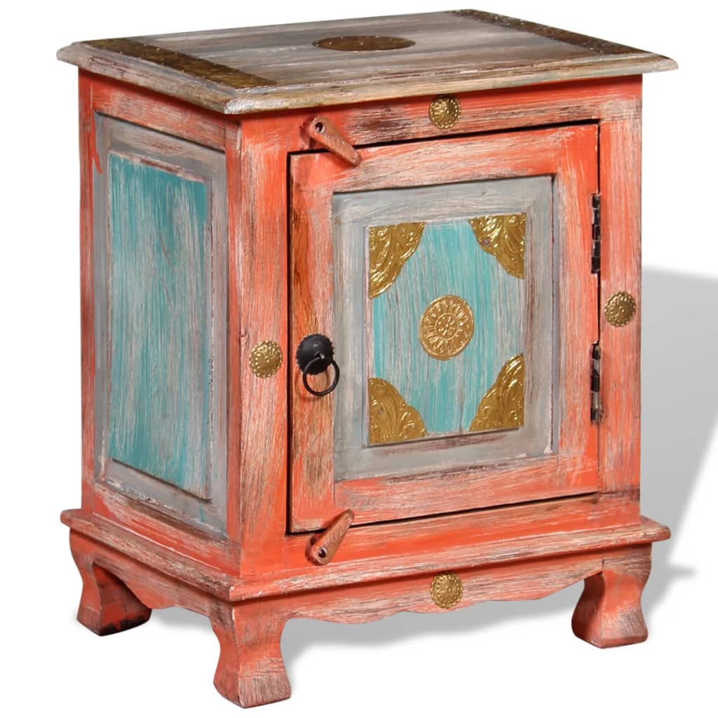 Comodino in Legno Massello di Mango Arancione