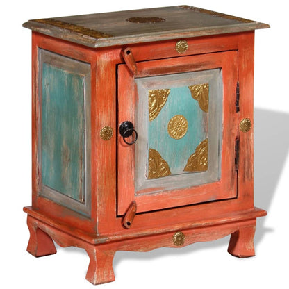 Comodino in Legno Massello di Mango Arancione