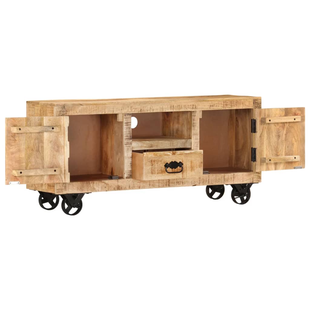 Mobile Porta TV in Legno Grezzo di Mango 110x30x50 cm