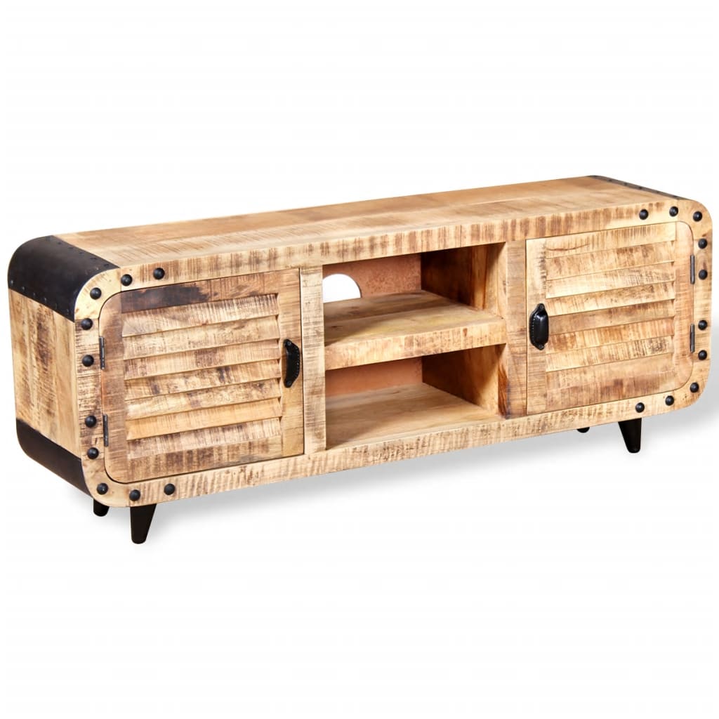 Mobile Porta TV in Legno Grezzo di Mango 120x30x50 cm