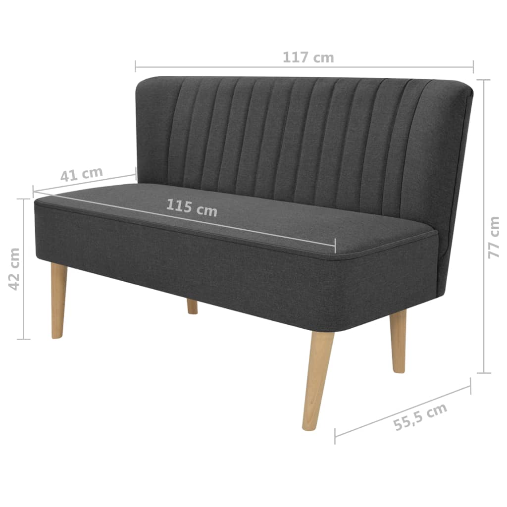 Divano in Tessuto 117x55,5x77 cm Grigio Scuro