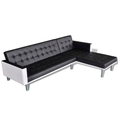 Divano Letto a L in Similpelle Nero