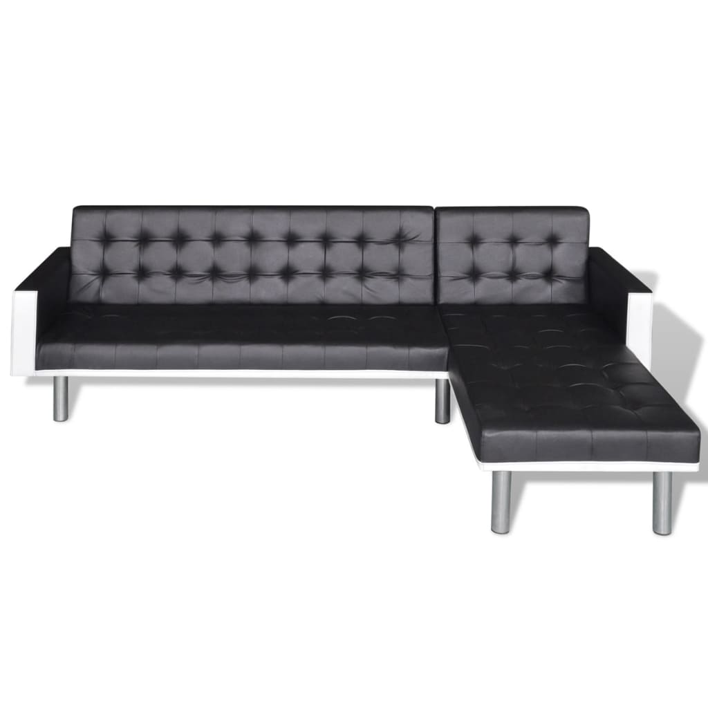 Divano Letto a L in Similpelle Nero