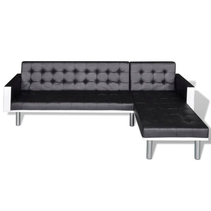 Divano Letto a L in Similpelle Nero