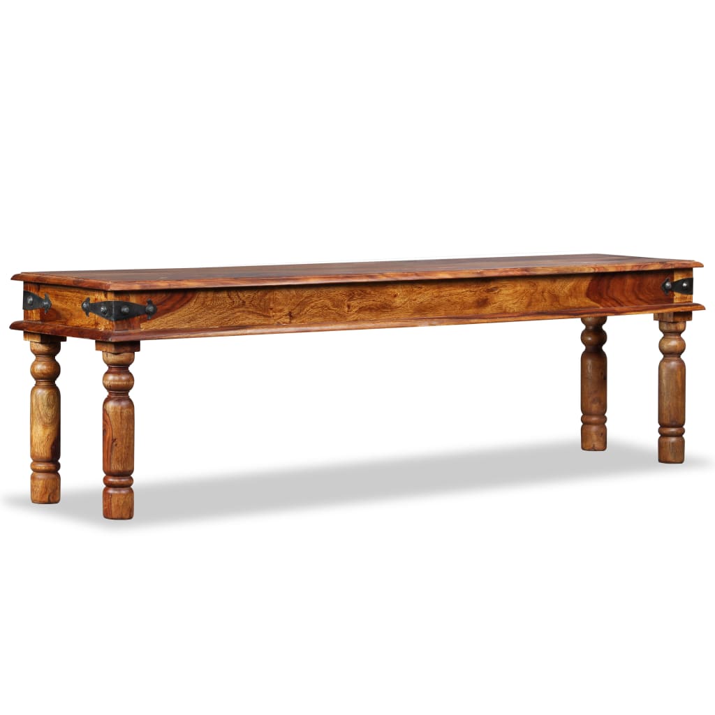 Panchina Castello in Legno Massello di Sheesham 160x35x45 cm