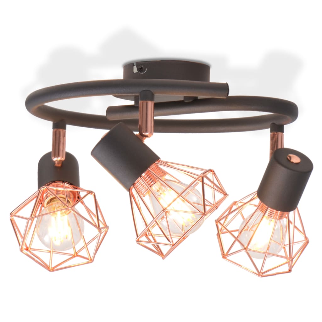 Plafoniera con 3 Lampadine a LED a Incandescenza 12 W