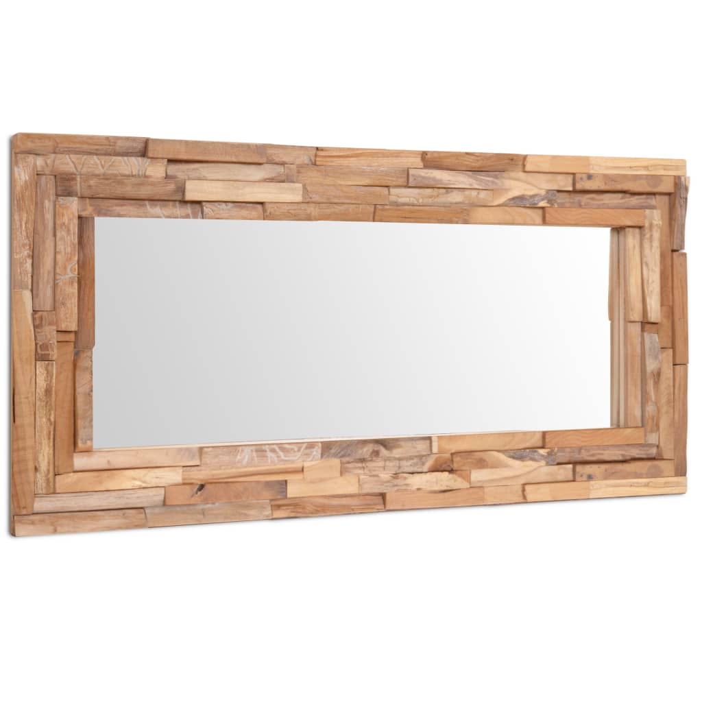 Specchio Decorativo in Legno di Teak 120x60 cm Rettangolare