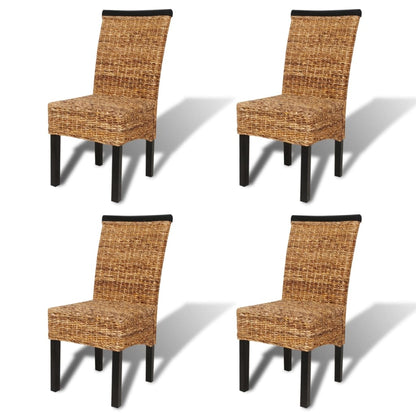 Sedie da Pranzo 4 pz in Legno Massello di Mango e Abaca
