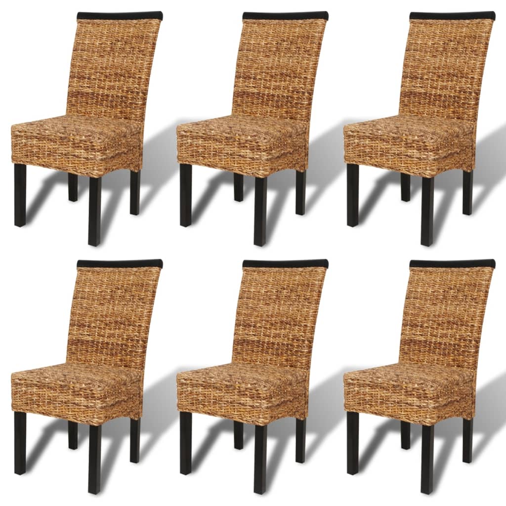 Sedie da Pranzo 6 pz in Abaca e Legno Massello di Mango