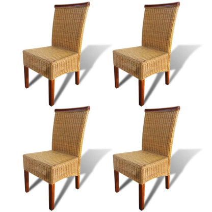 Sedie da Pranzo 4 pz Marroni in Rattan Naturale