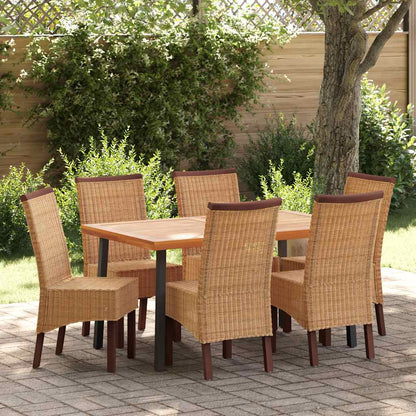 Sedie da Pranzo 6 pz Marroni in Rattan Naturale