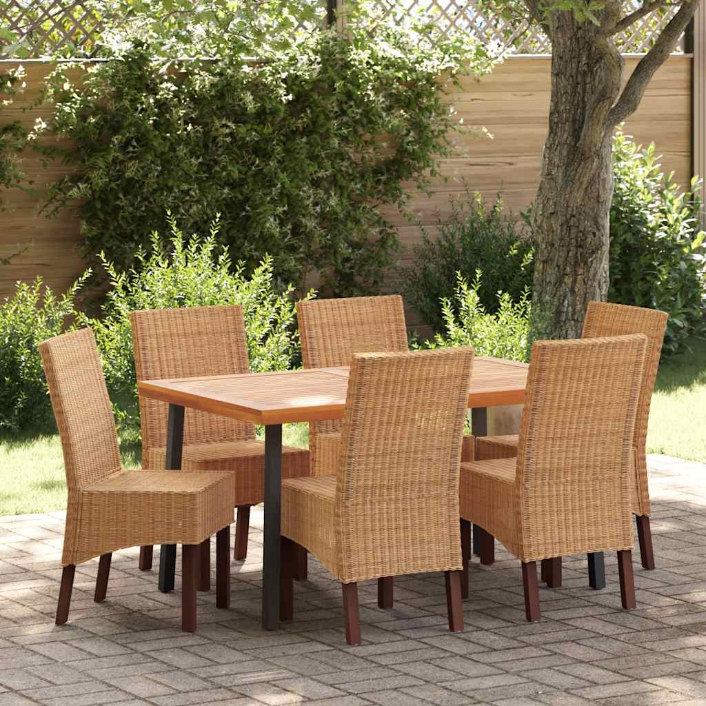 Sedie da Pranzo 6 pz Marroni in Rattan Naturale