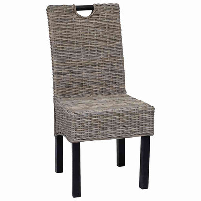 Sedia da Pranzo 4 pz in Rattan Kubu e Legno di Mango