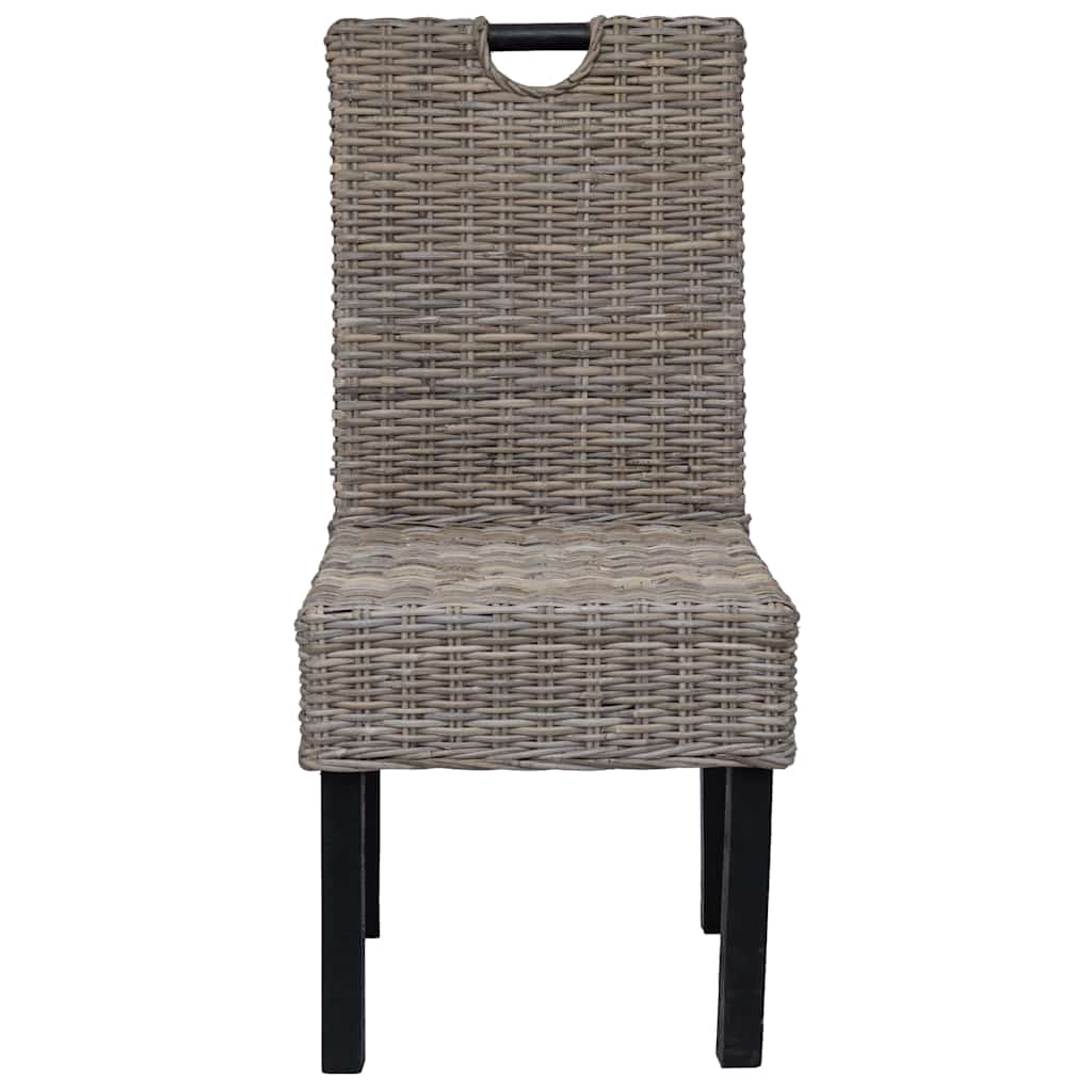 Sedia da Pranzo 4 pz in Rattan Kubu e Legno di Mango