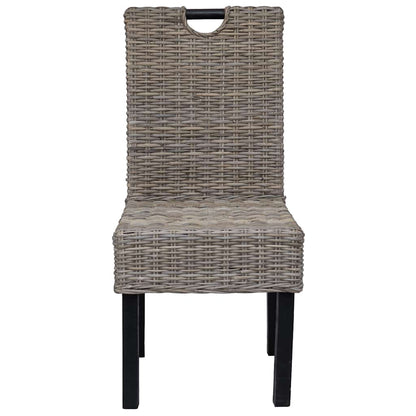 Sedia da Pranzo 4 pz in Rattan Kubu e Legno di Mango