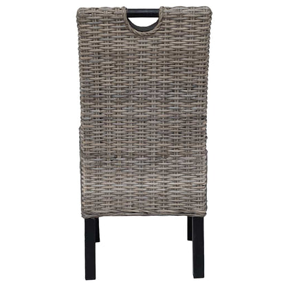 Sedia da Pranzo 4 pz in Rattan Kubu e Legno di Mango