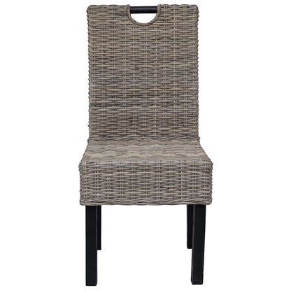 Sedie Sala da Pranzo 6 pz in Rattan Kubu e Legno di Mango